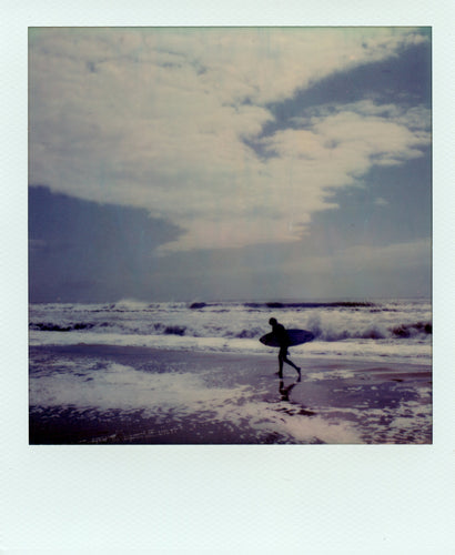 Polaroid of a surfer at Frisco, USA