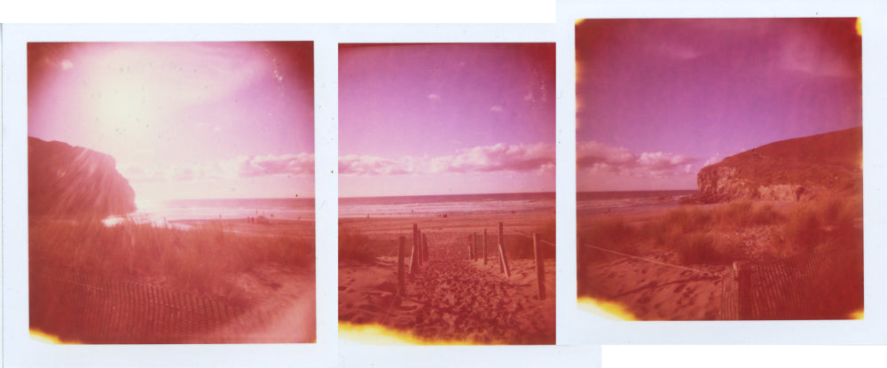 Polaroid of Porthtowan dunes