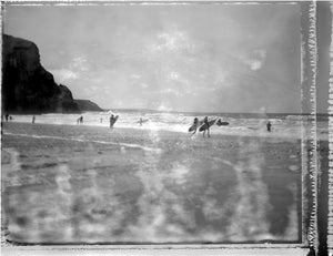 Summer swells at Porthtowan on Polaroid