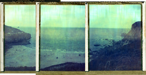 Polaroid panorama of Trevaunance cove, St Agnes
