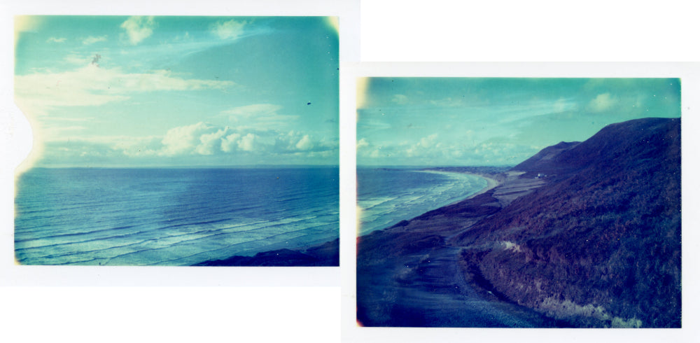 Polaroid panorama of Rhossili Bay on the Gower