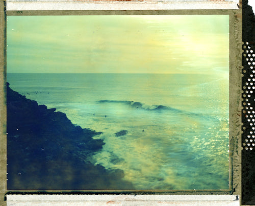 Polaroid image of surf at Porthleven